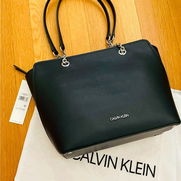 Calvin Klein Handbags - Calvin Klein Hailey Micro-Pebble Top Zip Chain Tote